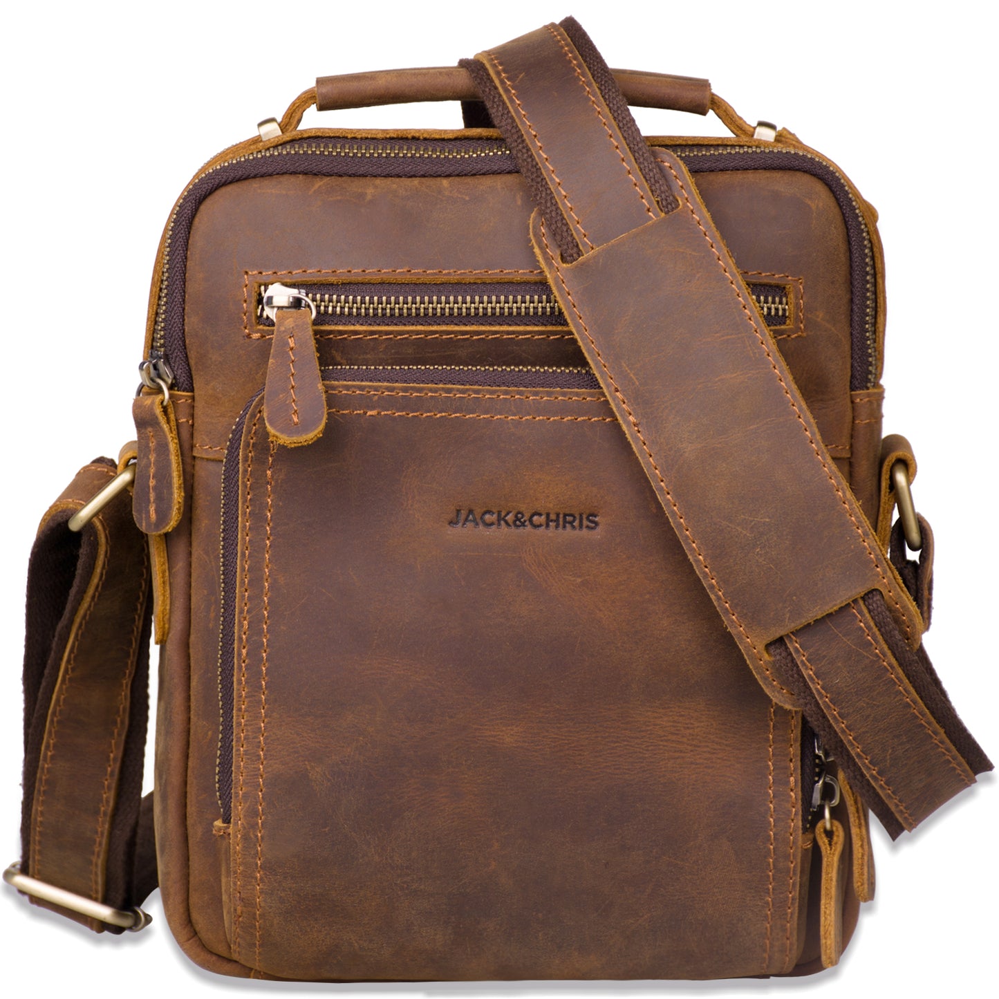 Jack&Chris Leather Messenger Bag for Men, Man Purse Crossbody Bags for Work Business